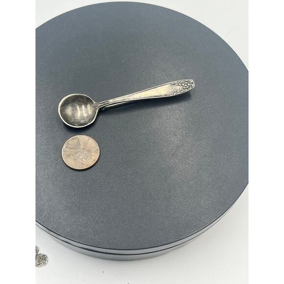 Stieff Sterling Silver Repousse Art Nouveau Floral Mini Salt Spoon Pin Brooch - Picture 6 of 6